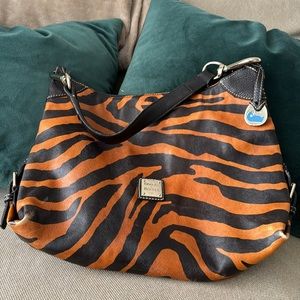 Dooney and Bourke Brown Leather Zebra Print Shoulder Bag